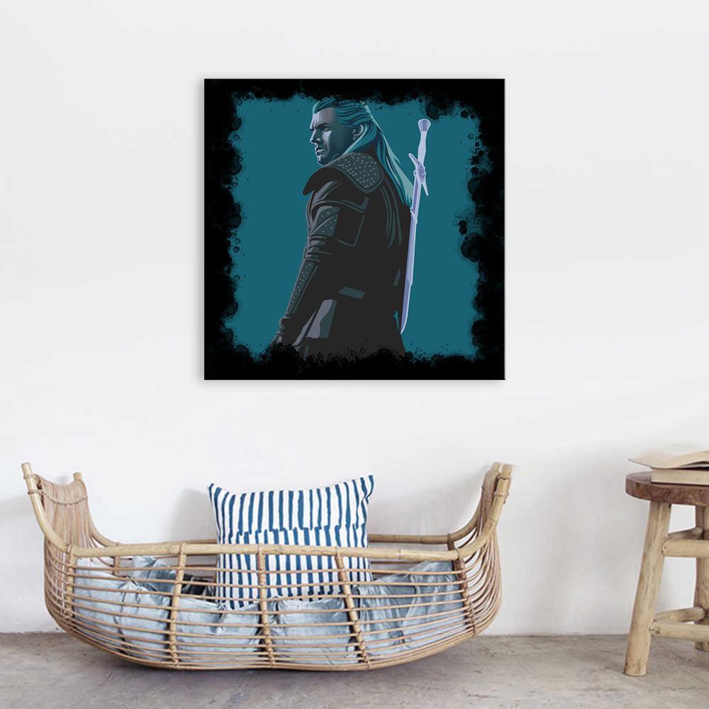 Blue Cartoon Warrior 1 Piece HD Multi Panel Canvas Wall Art Frame-Original Frame