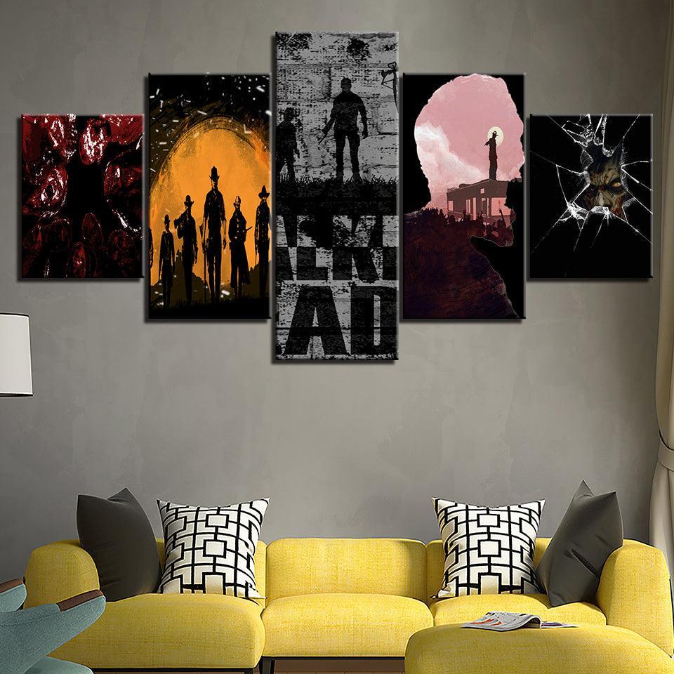 Walking Dead 5 Piece HD Multi Panel Canvas Wall Art Frame-Original Frame