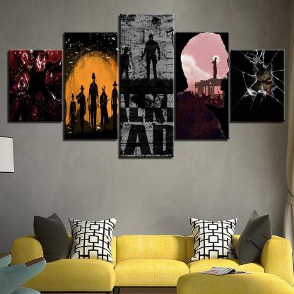 Walking Dead 5 Piece HD Multi Panel Canvas Wall Art Frame-Original Frame