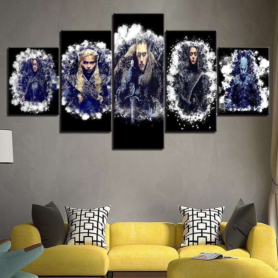 Game Of Throne GOT 5 Piece HD Multi Panel Canvas Wall Art Frame-Original Frame