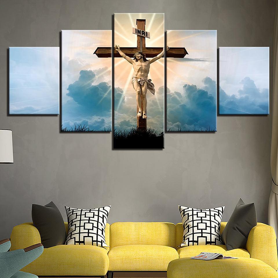 On The Cross 5 Piece HD Multi Panel Canvas Wall Art Frame-Original Frame
