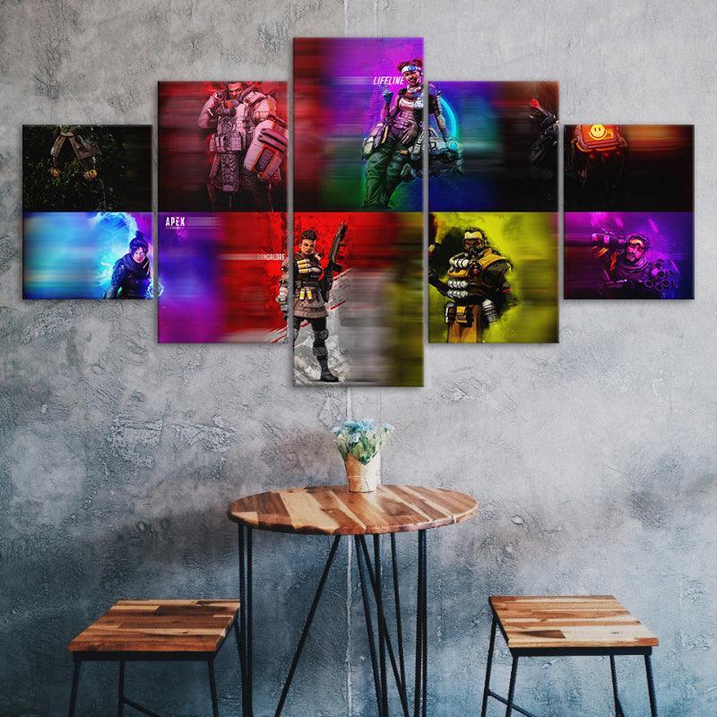 Apex Legends Bright Shine Multi Character 5 Piece HD Wall Art Frame-Original Frame