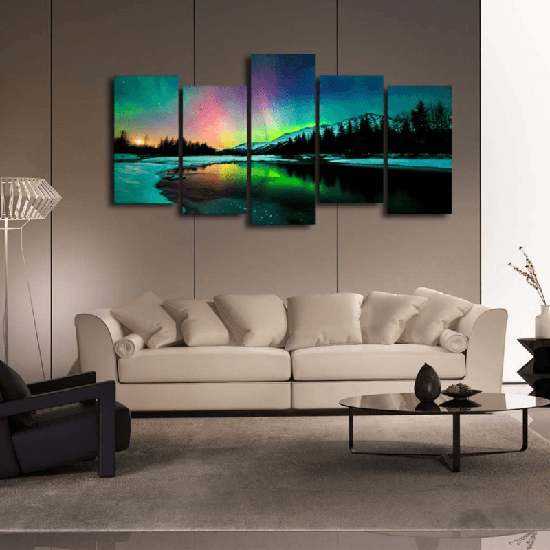Northern Lights 5 Piece Canvas Wall Art Set-Original Frame