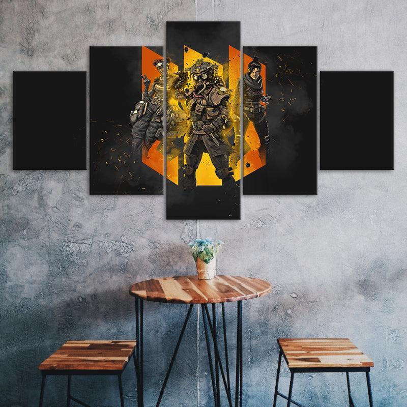 Apex Legends 5 Piece Matt Black 3D Panel Canvas Wall Art Frame-Original Frame