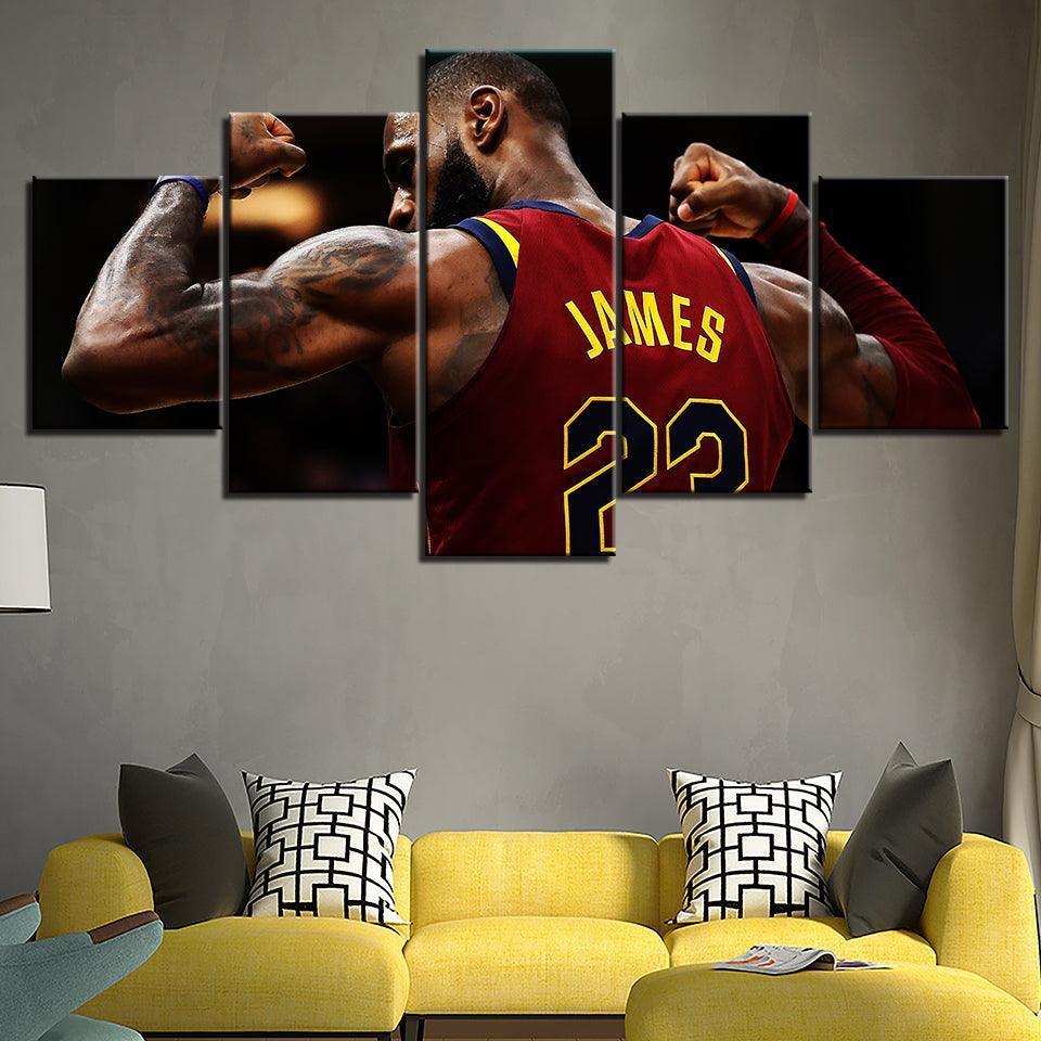 22 Lebron James 5 Piece HD Multi Panel Canvas Wall Art Frame-Original Frame