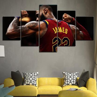 22 Lebron James 5 Piece HD Multi Panel Canvas Wall Art Frame-Original Frame