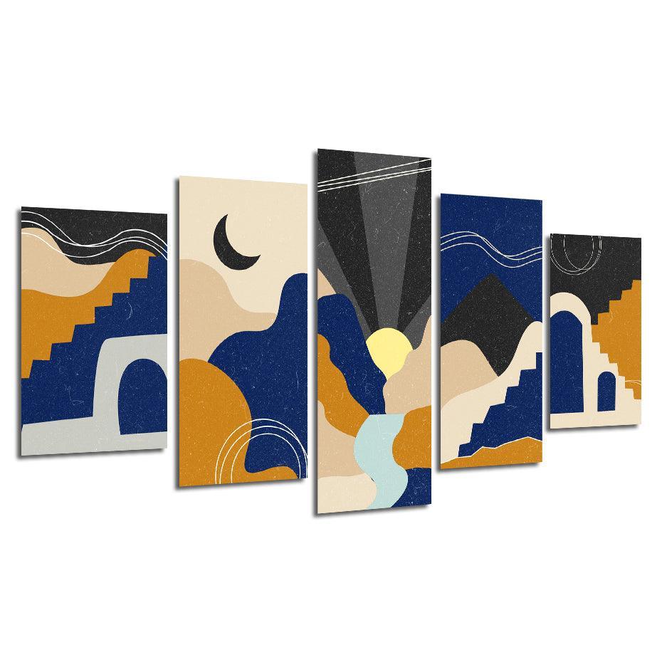 Beautiful Midnight Art 5 Piece HD Multi Panel Canvas Wall Art Frame-Original Frame