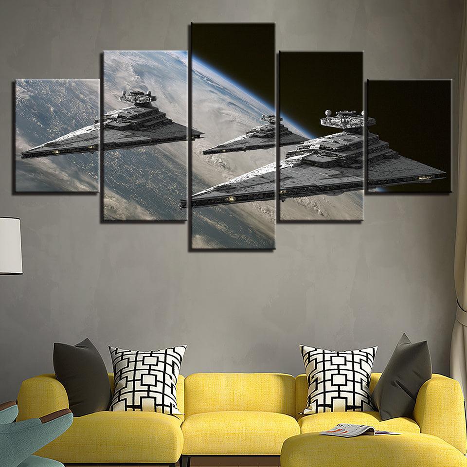 Space Ship 5 Piece HD Multi Panel Canvas Wall Art Frame-Original Frame