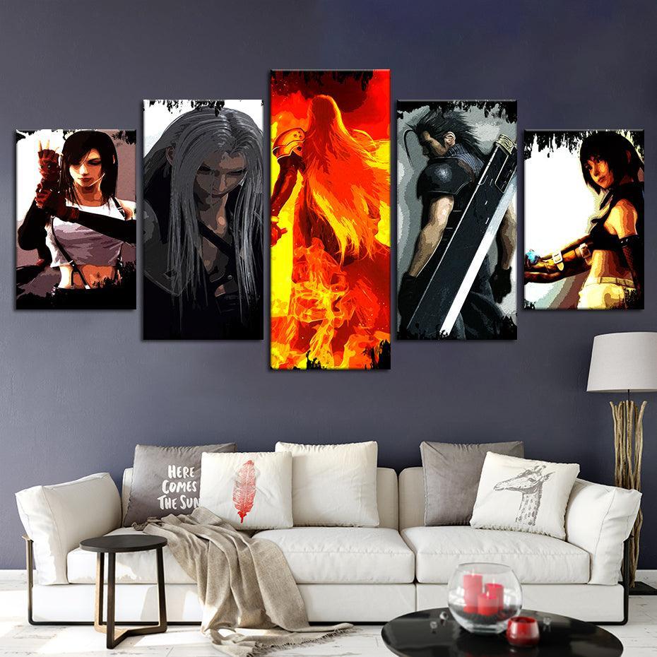 Final Fantasy 5 Piece HD Multi Panel Canvas Wall Art Frame-Original Frame