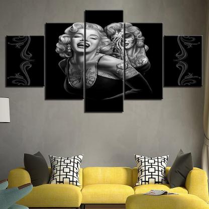 Marilyn Monroe 5 Piece HD Multi Panel Canvas Wall Art Frame-Original Frame