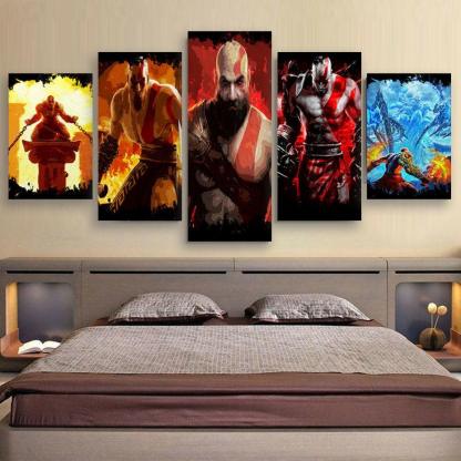 God Of Wars 5 Piece HD Multi Panel Canvas Wall Art Frame-Original Frame
