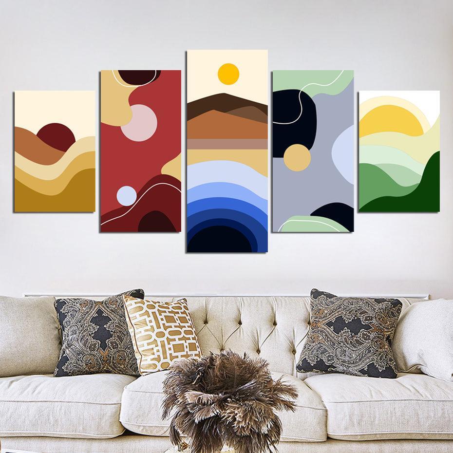 Abstract Scenery View 5 Piece HD Multi Panel Canvas Wall Art Frame-Original Frame
