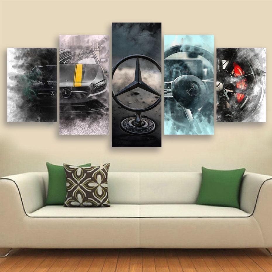 Automotive Elegance Five-Panel Art Set-Original Frame