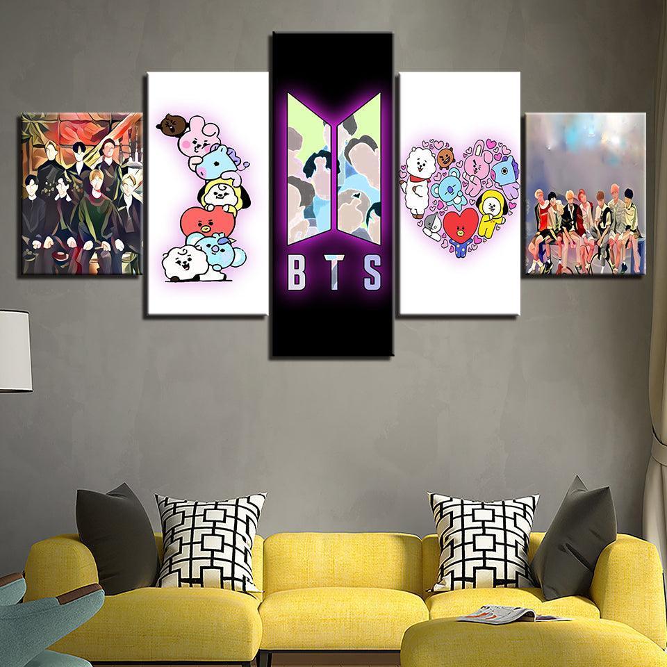 BTS 5 Piece HD Multi Panel Canvas Wall Art Frame-Original Frame