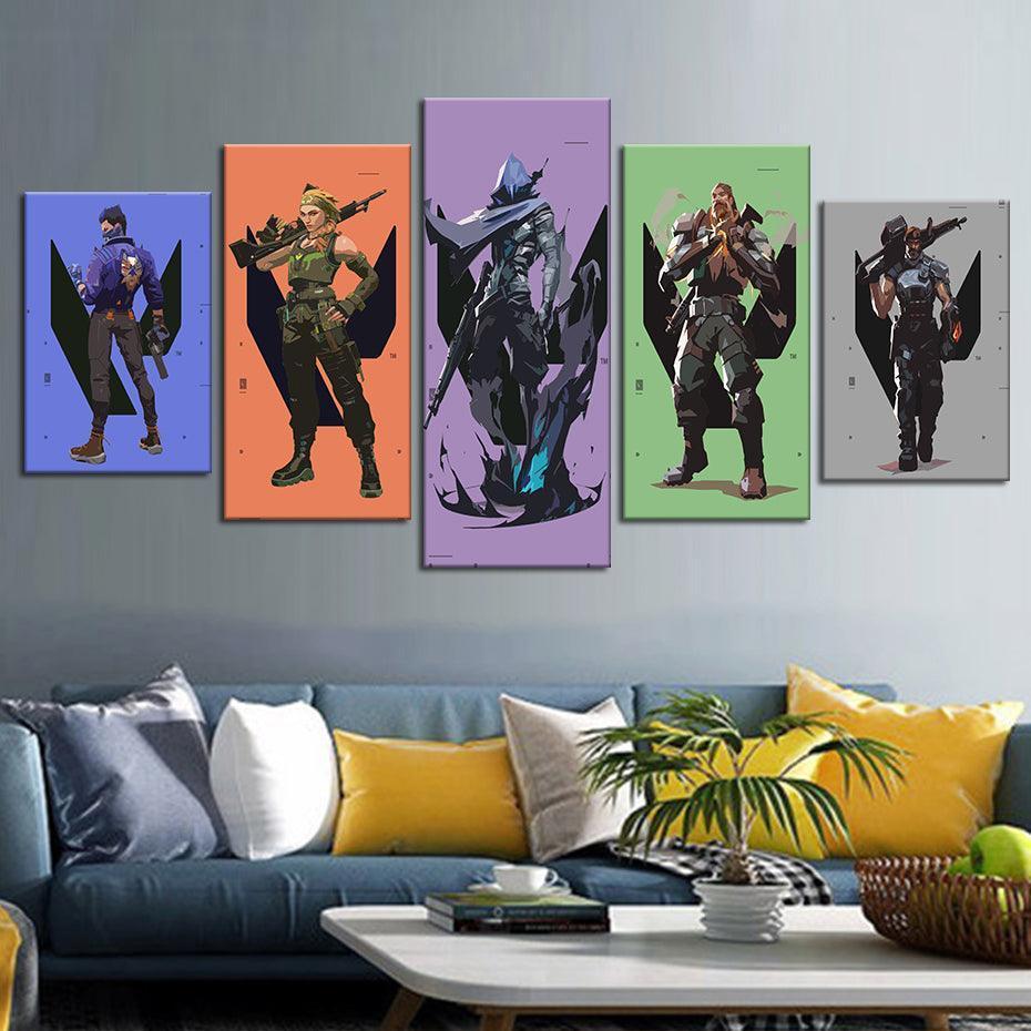 Valorant 5 Piece HD Multi Panel Canvas Wall Art Frame-Original Frame