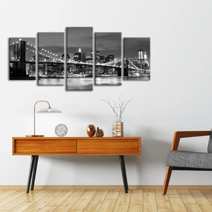 Brooklyn Bridge Cityscape Canvas Wall Art Set-Original Frame