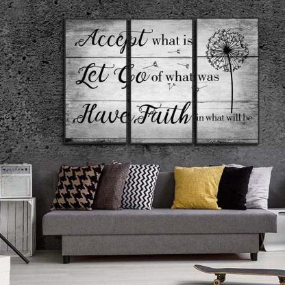 Accept What Is, Let Go Of What Was,Have Faith In What It Will Be - 3 Panel Abstract Canvas Painting-Original Frame