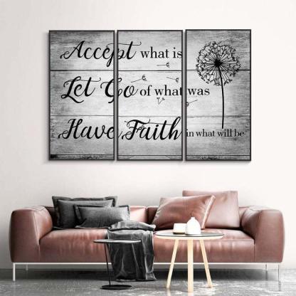 Accept What Is, Let Go Of What Was,Have Faith In What It Will Be - 3 Panel Abstract Canvas Painting-Original Frame