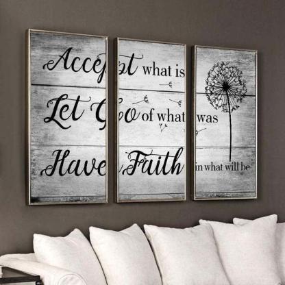 Accept What Is, Let Go Of What Was,Have Faith In What It Will Be - 3 Panel Abstract Canvas Painting-Original Frame