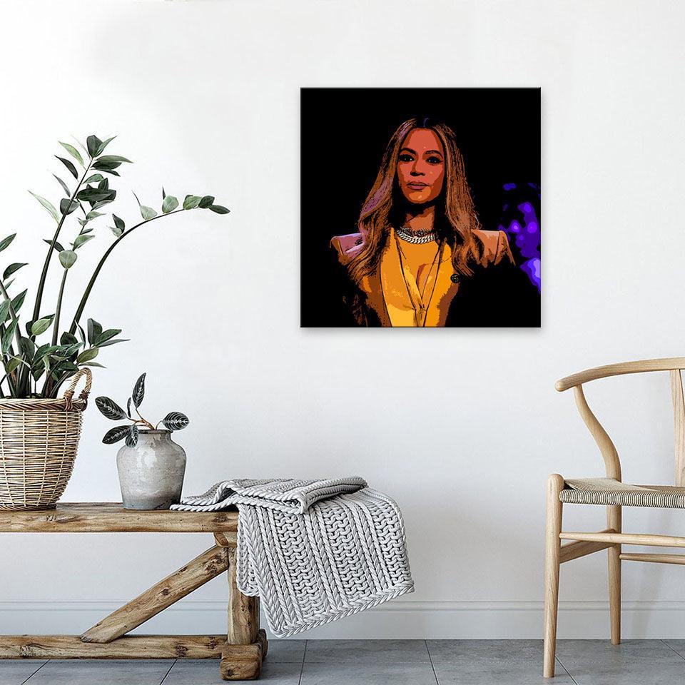 Yellow Beyoncé 1 Piece HD Multi Panel Canvas Wall Art Frame-Original Frame