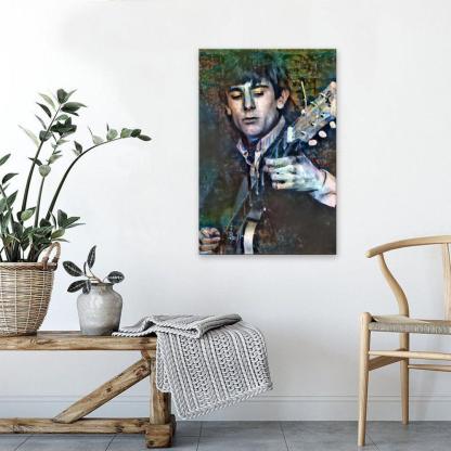 Vintage Guitar Player 1 Piece HD Multi Panel Canvas Wall Art Frame-Original Frame