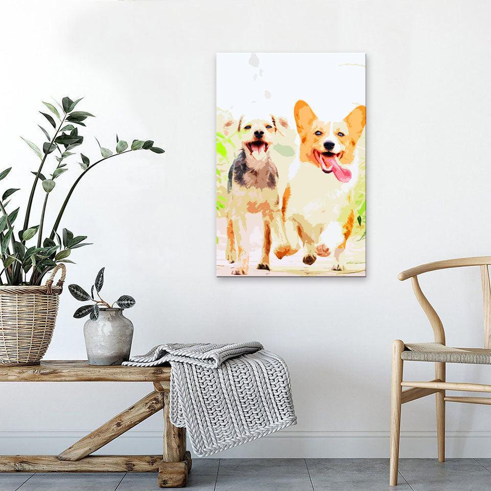The Doggy Friendship 1 Piece HD Multi Panel Canvas Wall Art Frame-Original Frame