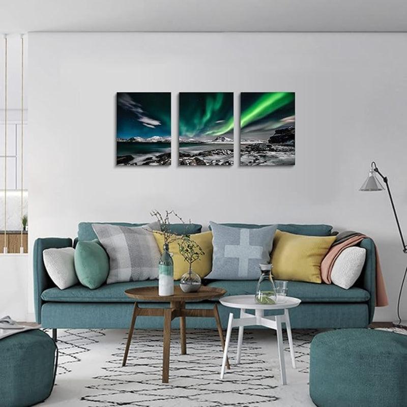 3 Piece Abstract Beach Canvas Wall Art Landscape Art Set-Original Frame