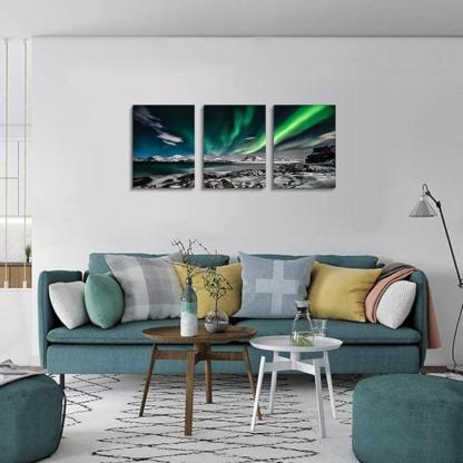 3 Piece Abstract Beach Canvas Wall Art Landscape Art Set-Original Frame