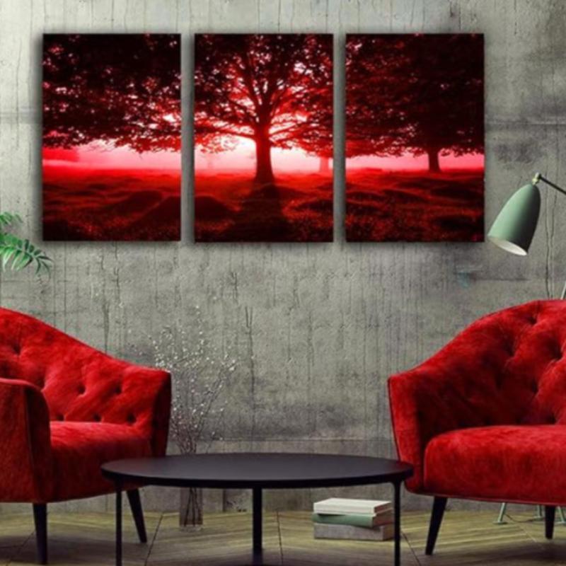 3 Piece Abstract Beach Canvas Wall Art Landscape Art Set-Original Frame