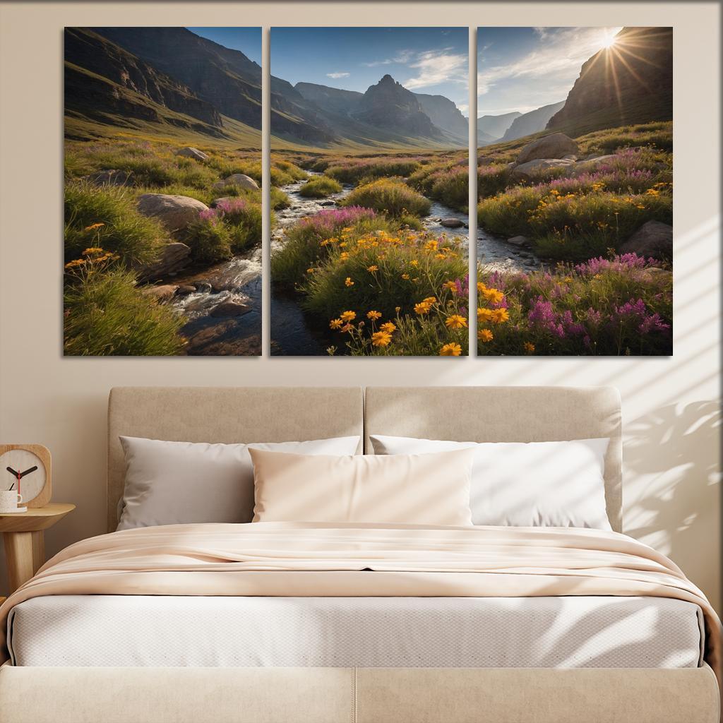 The Rugged Charm Of Mountain Valley Multi-panel Paintings