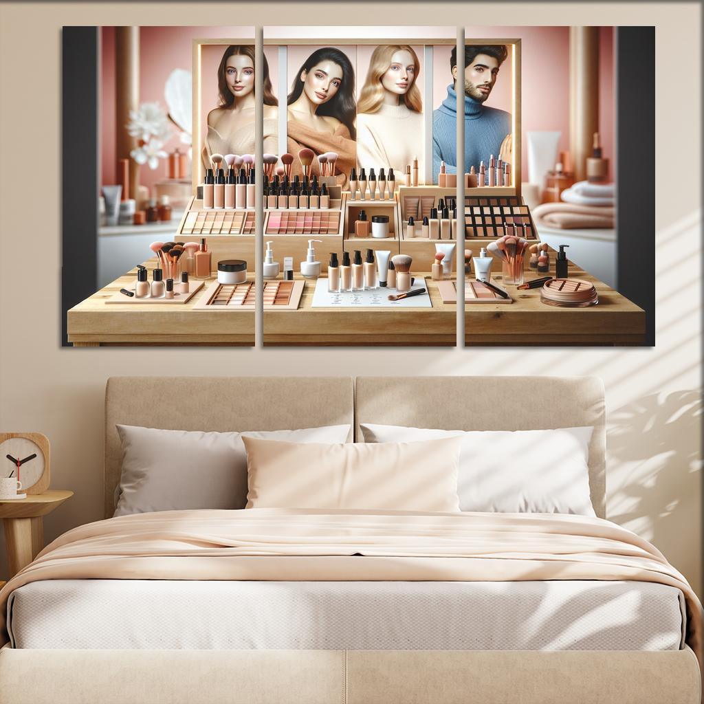 Interactive Beauty Customizable Products 3 Piece HD Canvas Wall Art-Original Frame