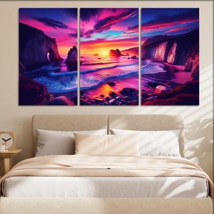 Crescent Bay Sunset Retreat Abstract Paintings Frame