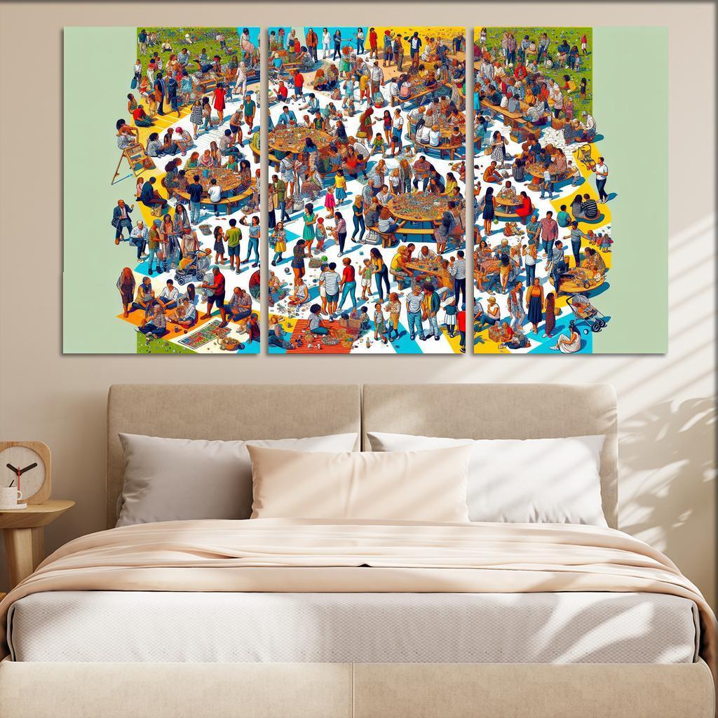 Shared Spaces Celebrating Community And Togetherness Multi-panel Paintings