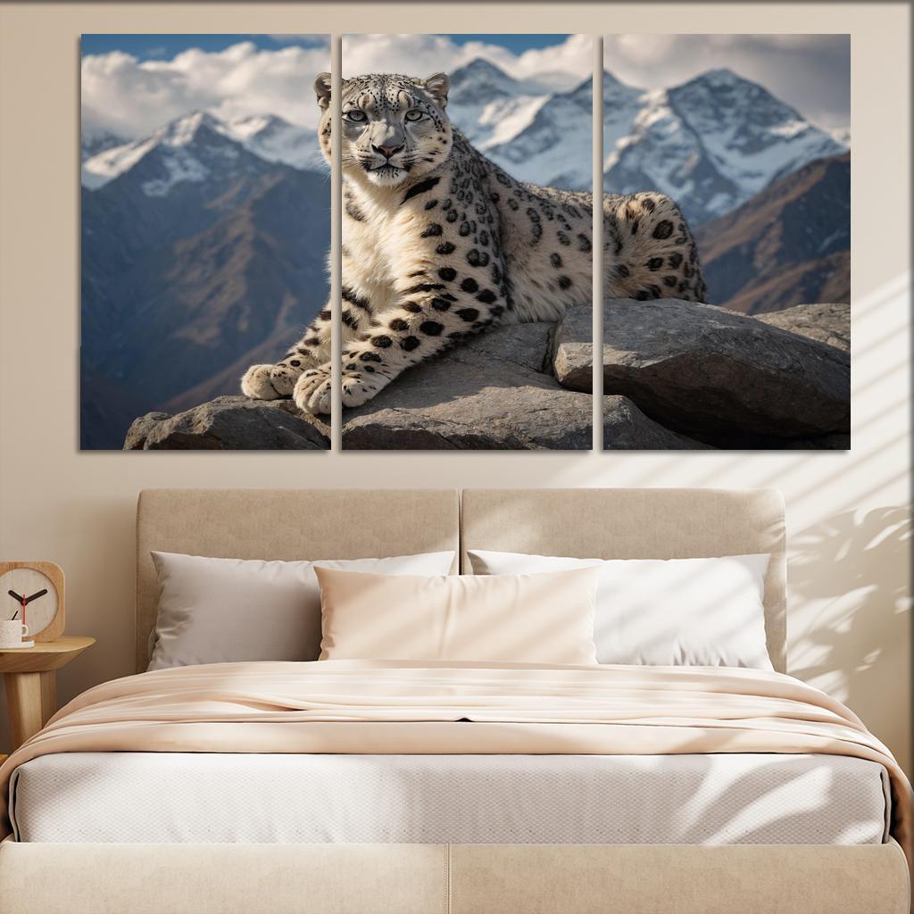 The Elusive Snow Leopard Ghost Of The Mountains Modern Paintings Frame