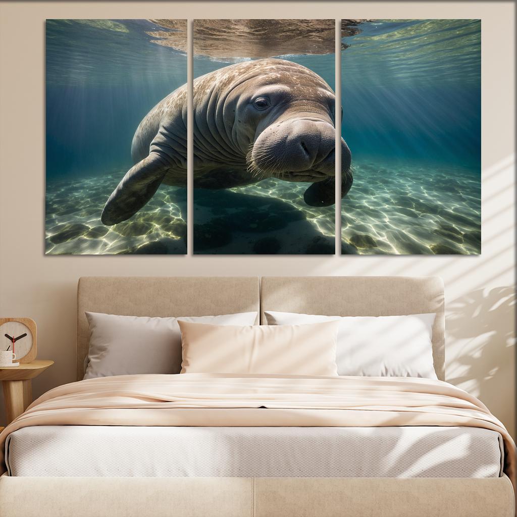The Mysterious Manatee In Coastal Waters Framed Paintings