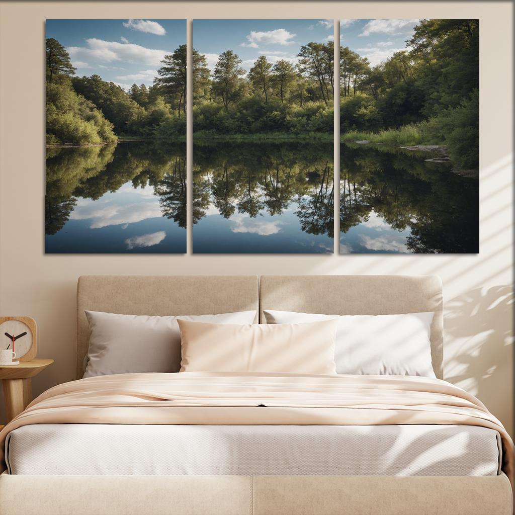 The Tranquil Reflection Of Jade Lake Modern Paintings Frame