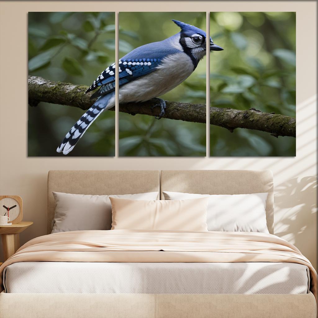 The Elegant Blue Jay In The Forest Framed Paintings