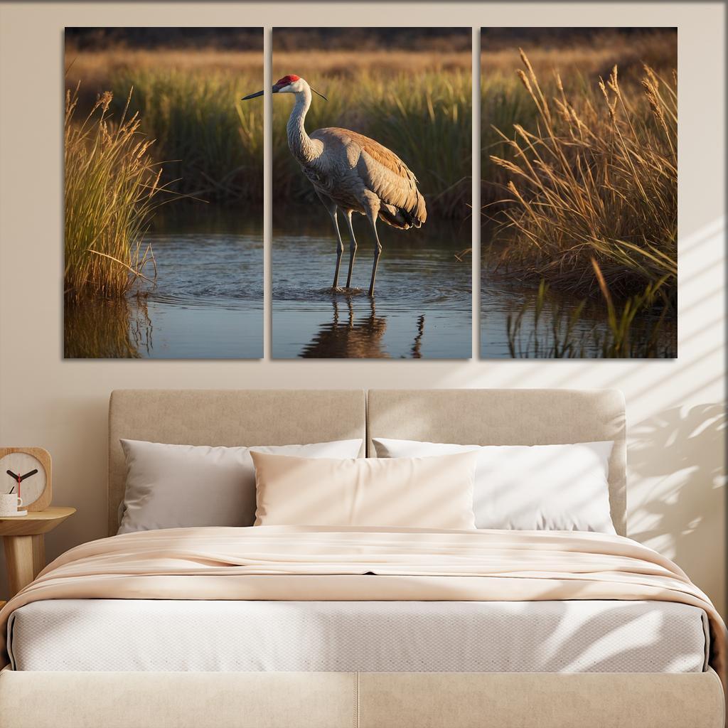 The Elegant Sandhill Crane Dancer Of The Marsh Canvas Paintings Frame