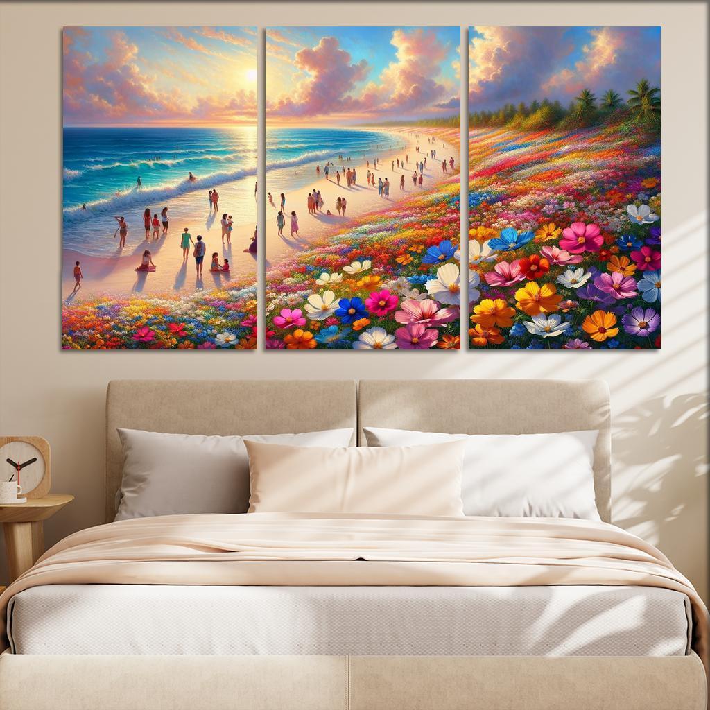 Wildflower Beach Natural Flora Haven Oil Paintings Frame