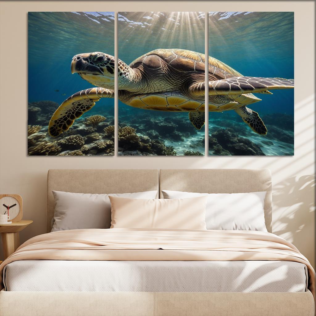 The Stunning Green Sea Turtle Multi-panel Paintings
