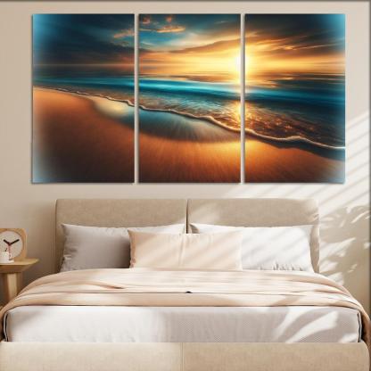 Saltwater Serenity Beach Modern Paintings Frame