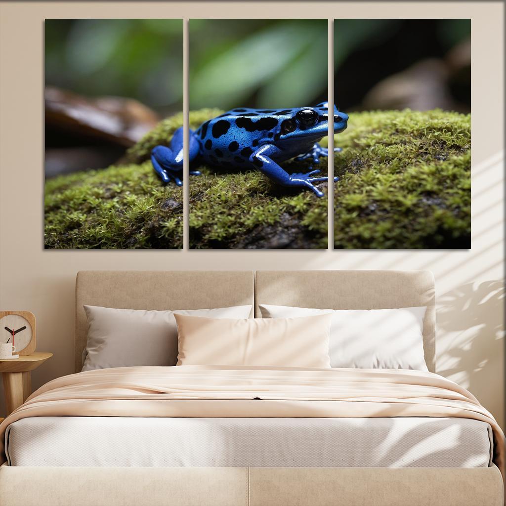 The Rare Blue Poison Dart Frog In A Tropical Rainforest Framed Paintings