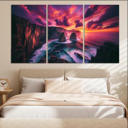Sunset Cliffs Dramatic Coastal Views Oil Paintings Frame