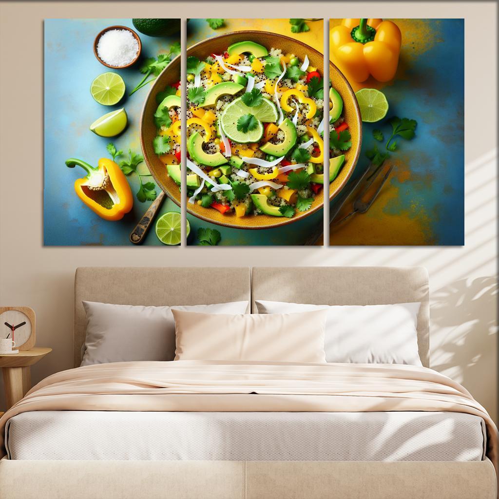Coconut Lime Quinoa Salad 3 Piece HD Canvas Wall Art-Original Frame