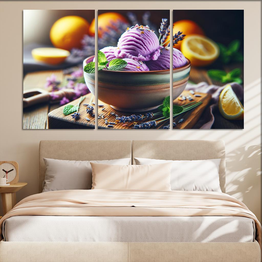Lavender Lemonade Sorbet 3 Piece HD Canvas Wall Art-Original Frame