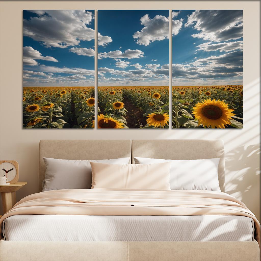 The Radiant Fields Of Golden Sunflowers Oil Paintings Frame