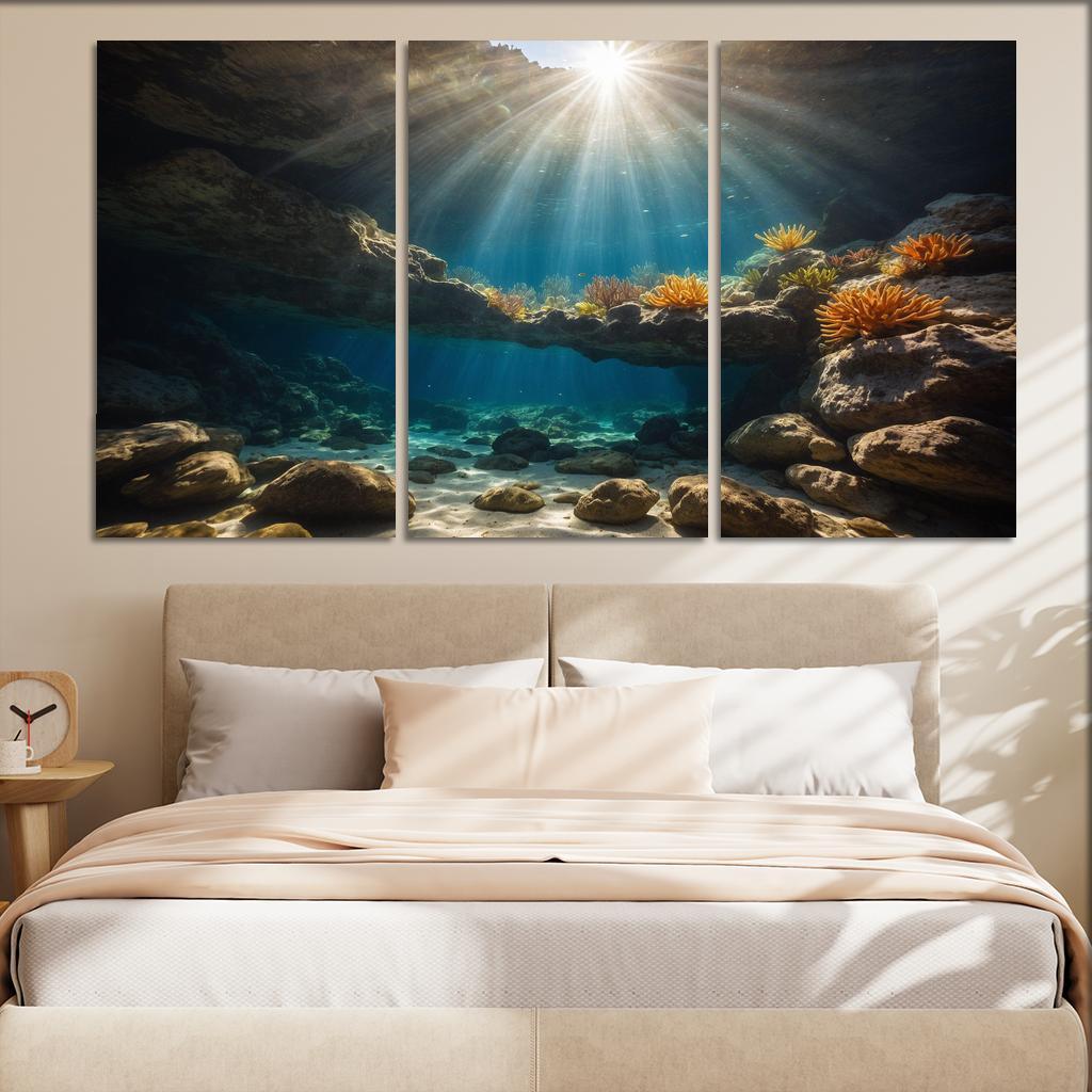 The Inspiring Depths Of Crystal Clear Waters Multi-panel Paintings