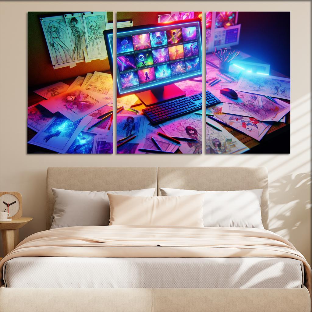 Storytelling through Digital Animation 3 Piece HD Canvas Wall Art-Original Frame