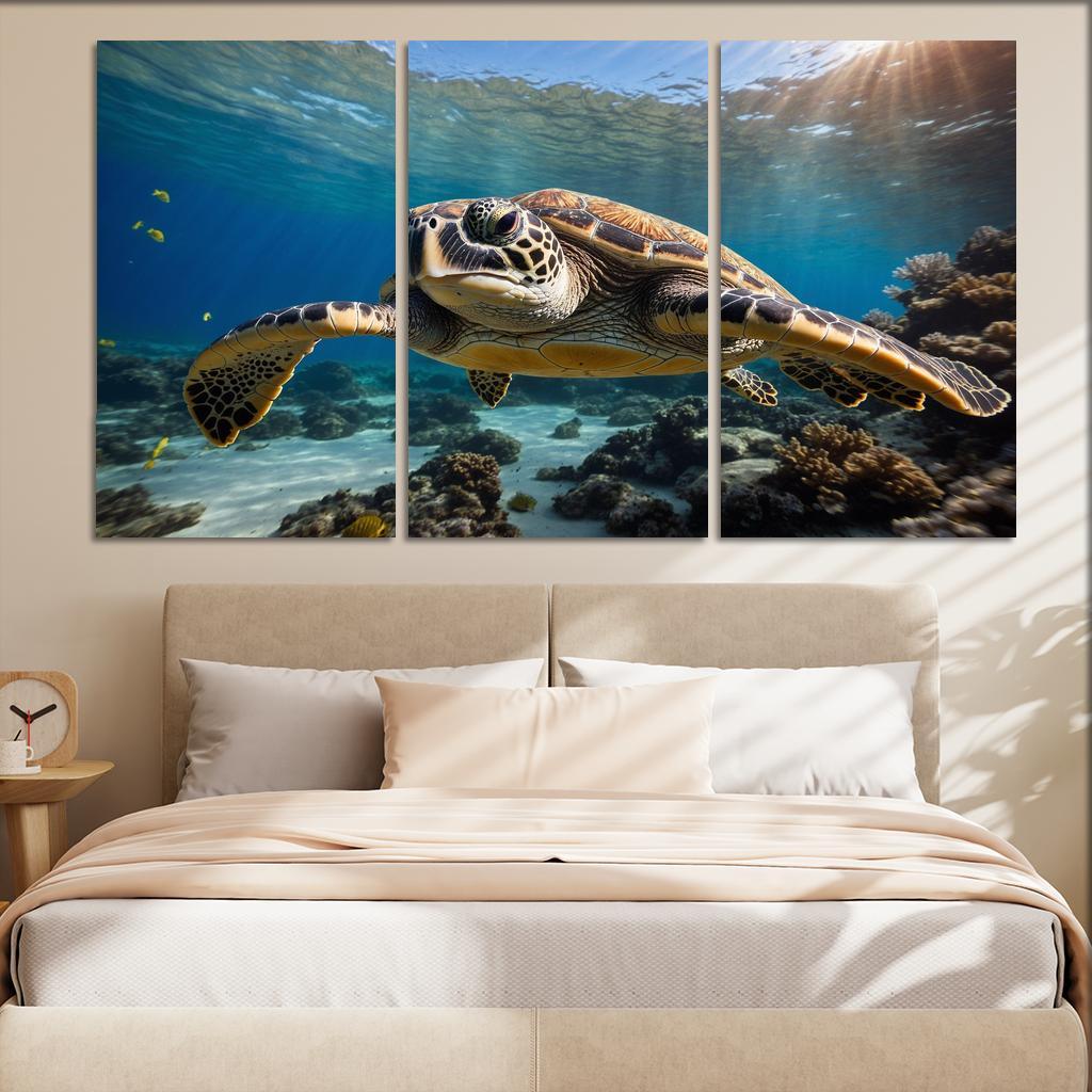 The Graceful Sea Turtle Ancient Traveler Of The Oceans Modern Paintings Frame