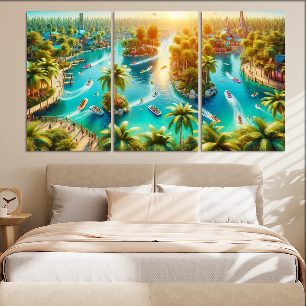 Adventure Lagoon Watersports Paradise Canvas Paintings Frame